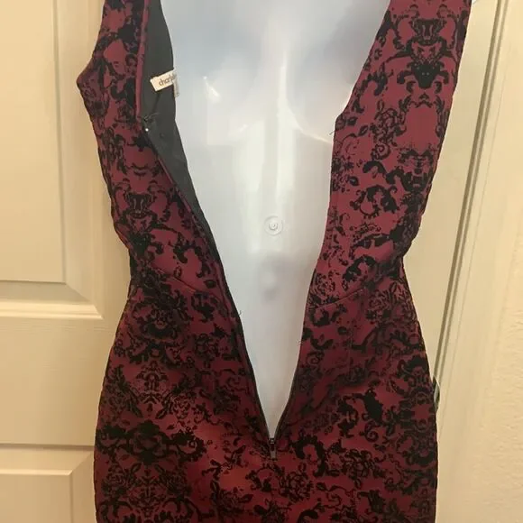 Charlotte Russe Small Cutouts Faux Black Burgundy Velvet Suede Short Sleeve - Picture 9 of 13